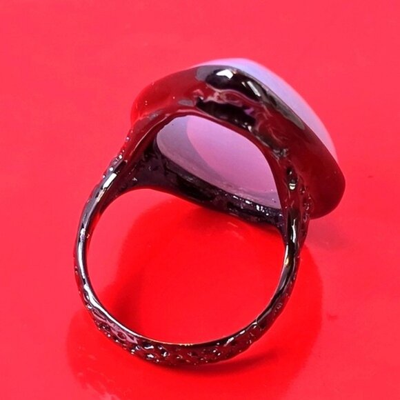 Hand Made 925 Sterling Silver Ring Size 7.75 with 40 ct Natural Chalcedony - Picture 5 of 13